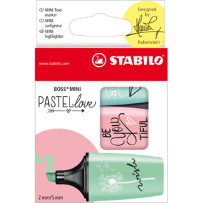 STABILO Textmarker - BOSS MINI Pastellove 2.0 - 3er Kartonetui mit Hängelasche