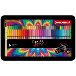 STABILO Premium-Filzstift - Pen 68 - ARTY - 66er Metalletui - mit 65 verschiedenen Farben