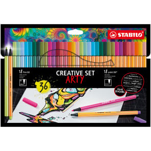 STABILO Fineliner & Premium-Filzstifte - point 88 & Pen 68 - ARTY - 36er Pack - 17x point 88 in 17 Farben, 19x Pen 68 in 19 Farben