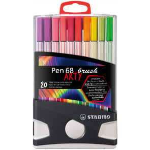 STABILO Premium-Filzstift mit Pinselspitze für variable Strichstärken - Pen 68 brush ColorParade - ARTY - 20er Tischset - mit 20 verschiedenen Farben
