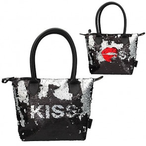 Trend LOVE Handtasche Streichpaillette schwarz Kiss & Lips 10643